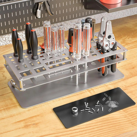 Premium Screwdriver Organizer Holder For Desktop Tools, Height And Angle Adjustable Carbon Steel Storage Rack with Tools