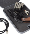 Keyed Lock Box for Handguns, Large Portable Steel Safe and Case, open with handgun, ammunition, and security cable, 9.5 x 6.5 x 1.75 Inches