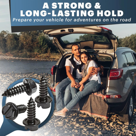 Rustproof License Plate Screws For US Domestic Vehicles Stainless Steel Bolts For Ford Chevy Dodge GMC Jeep 8 Pack Black