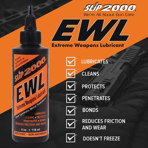Extreme Weapons Lubricant EWL Synthetic CLP Gun Lube Spray 16oz for Semi Auto and Full Auto Rifles and Pistols, High Round Count Ready, Wipes Clean After 2000-4000 Rounds, Ideal In Cold Or Dusty Environments. Bottle shown front view