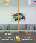 Room comparison with Quad Tube Plug In CFL Lamp 27W 1500 Lumens 6500K Crisp Daylight GX10q4 4 Pin Base versus standard lamp