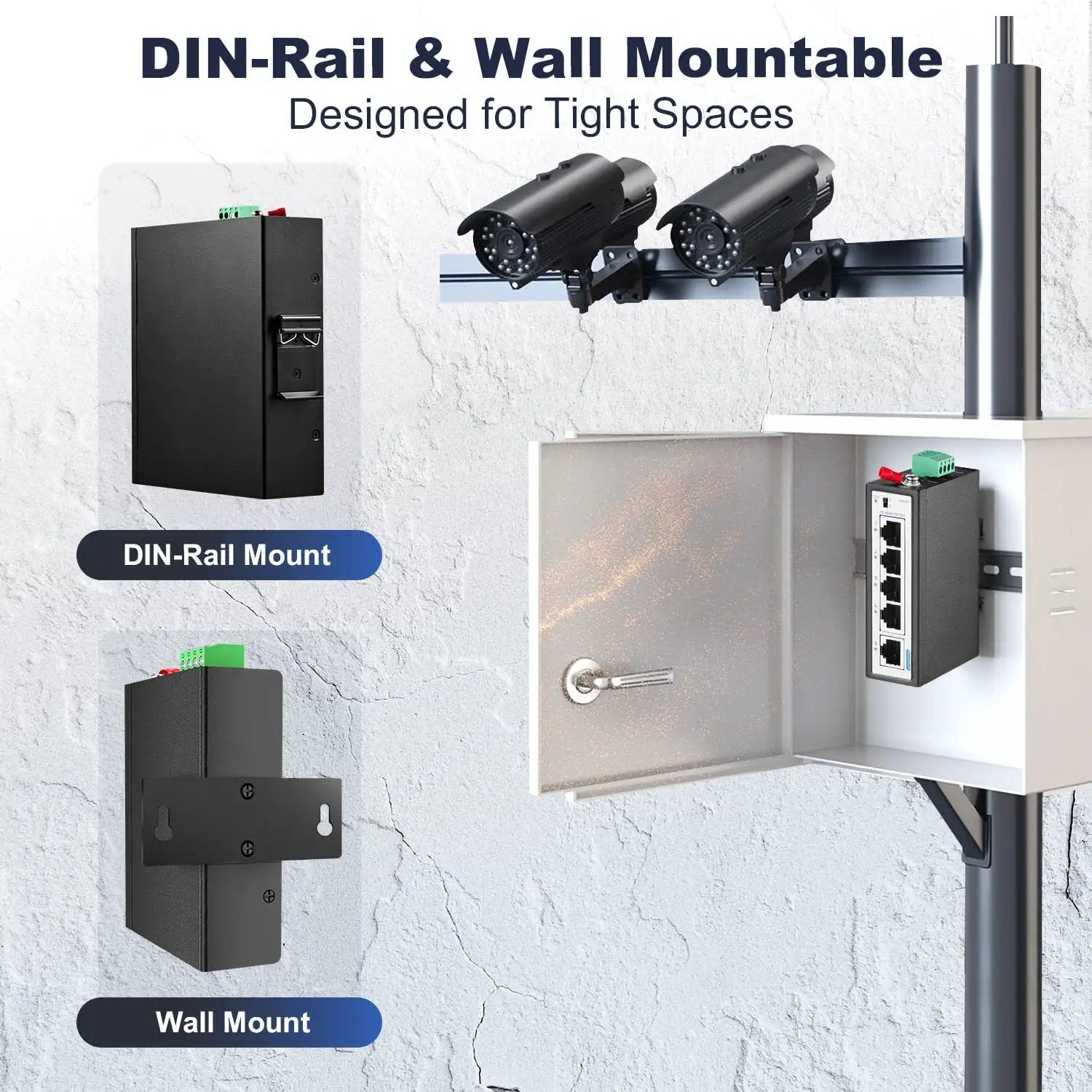 Rugged 5 Port PoE+ Industrial Switch - Harsh Environments