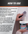 ElastoPatch Smooth Flexible Patching Compound for Walls White 32 Oz being applied on a wall with a putty knife, instructions visible.