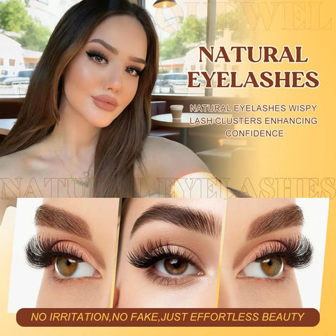 Close-up of natural eyelashes with 580 Piece Lash Clusters Kit For Natural DIY Eyelash Extensions Includes 30D 40D 50D 60D 80D 100D Clusters In 10 To 18 Mm Reusable For Beginners And Home Use Easy Lash Upgrade For Everyday Glam.