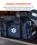 Arsenal 5215 Large Medic First Responder Trauma Duffel Bag With Shoulder Strap Blue Built From 600D Polyester Visible ID Window