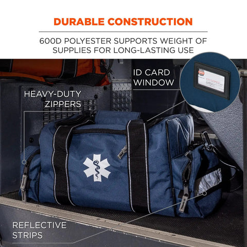 Arsenal 5215 Large Medic First Responder Trauma Duffel Bag With Shoulder Strap Blue Built From 600D Polyester Visible ID Window