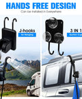 All In One Portable Shower With Heater For Camping And Hiking, 6000mAh Battery Powered Outdoor Shower With 2000W Auto Off Heater, Black, shown with hands-free hooks in use.