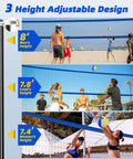 Heavy Duty Outdoor Volleyball Net Set With Adjustable Poles And Anti Sag Design, Portable Beach Net Kit in action