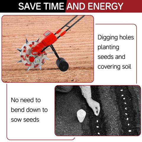 Hand Push Roller Seeder Manual Seeder Machine Walk Behind Row Crop Planter For Planting Corn Cotton Soybean Peanut on soil