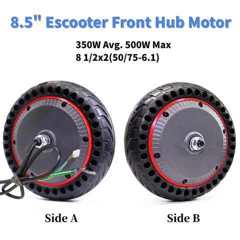 8.5 Inch Front Electric Scooter Motor 36V 350W With Peak 464W Power And 17.8 Nm Torque for 8.5 Inch Wheel Escooters, Side A and B