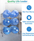 Beefy Heavy Duty 3 Tier 5 Gallon Water Bottle Rack For Home Office Kitchen Storage with six jugs on carbon steel floor stand