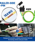 Straight Up Heavy Duty 25 Inch Four Way Flat Trailer Plug With Protective Dust Cover Male 4 Pin WiringHarness Cable shown with 16 AWG wires.