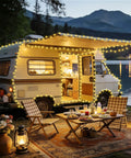 Camper van lit with 1000 LED Christmas String Lights Outdoor 403 Ft With 8 Lighting Modes IP44 Waterproof Fairy Lights, lakeside setting