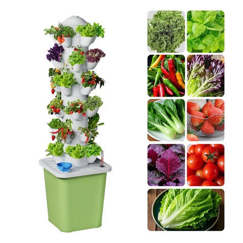 Hydroponics Growing System Kit With 30 Pot Vertical Garden Tower Pump And Timer For Soilless Cultivation Of Herbs Fruits And Vegetables