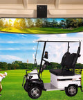 Adult Two Seater Electric Golf Cart With Dope 800W Motor And Hella Spacious Cargo Tray Smooth For Beach Cruising Or Serious Farm Grind Rock Solid Sixty Volt Power Tops Twelve Mph on golf course with player.