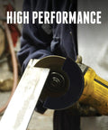 4-1/2 Inch Aluminum Cutting Wheel Non-Loading Contaminant-Free High Performance Pro Grade Tiger Blend in use on metal