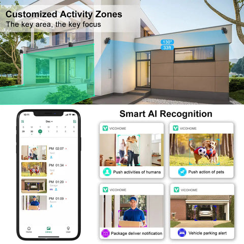 Two Pack Wireless Outdoor Security Cameras With Magnetic Mounts, AI motion detection on smartphone and various notifications.
