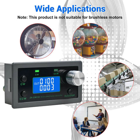 PWM DC Motor Speed Controller 12V To 30V 10A Variable Speed Regulator display with wide applications background