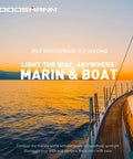 Sailing boat at sunset using Rechargeable Handheld Spotlight With Up To 4500 Lumens, IP67 Waterproof Marine Grade LED Searchlight.