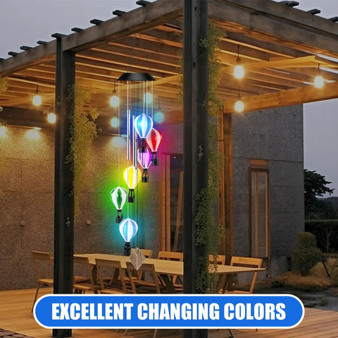 Solar Wind Chimes Outdoor Decor With Hot Air Balloon Lights Waterproof Garden Patio Lighting Lit At Night Perfect Gift For Mothers Day Mom Grandma Birthday