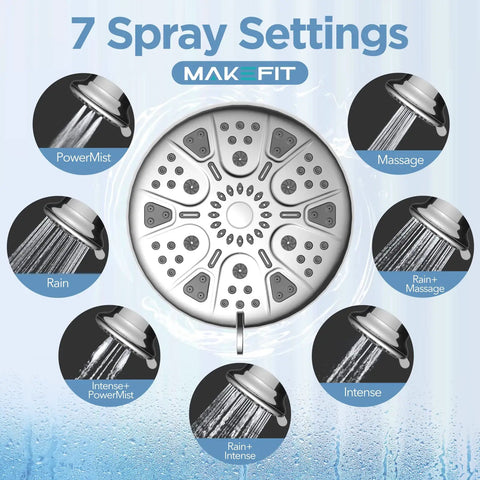 Filtered Shower Head With High Pressure Hard Water Friendly Water Softener 7 Settings Rain Shower Head That Removes Chlorine