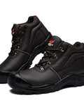 Dark brown Water Resistant 6 Inch Steel Toe Work Boots for Men EH Rated Safety Footwear Up To 600V Rugged Construction shown in side view