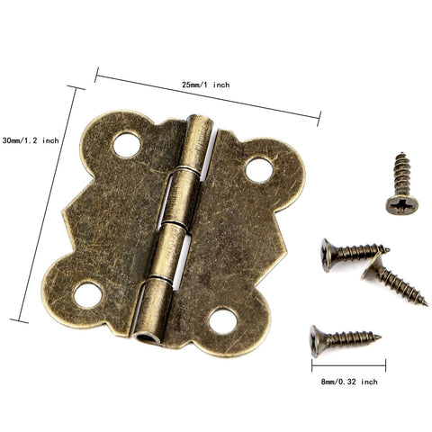 Antique Bronze Butterfly Hinges Set For Jewelry Boxes And Craft Projects With 160 Screws, 40 Hinges, 1 Inch Engraved Design