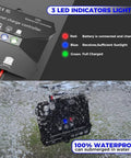 10 Amp MPPT Solar Charge Controller For 12V Systems IP68 Waterproof With LCD Display submerged in water, demonstrating LED indicators