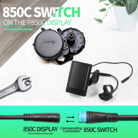 P850C Color Display Button Switch For Mid Drive Ebikes BBS01 BBS02B BBSHD, Plug And Play 4 Pin Blue Plug, 10.5cm Cable, Three Button Control With Power Up Down, Easy Screw Mount Replacement Accessory