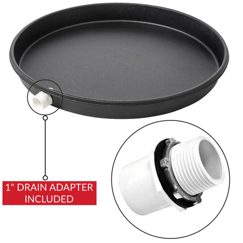 Heavy Duty Water Heater Drain Pan With 1 Inch Drain Adapter Fitting Drilled Anti Flood Pan 30 Inch Round Black Made From Recycled Sustainable Plastic Protects Floors From Water Damage Easy Install Pack Of 3