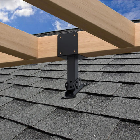 4x4 Heavy Duty Roof Riser Brackets With 180 Degree Adjustable Angles For Pergola, Patio Cover, Gazebo, And Wood Posts Black Metal Mounts For Tough Built To Last Roof Support On Any Wood Post