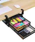 Under Desk And Desktop Drawer Organizer With 2 Tier Metal Slide Out Drawers In Black Game Changing Space Saver For Home Office