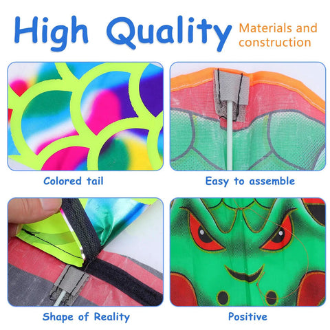 Image detailing Handmade Long Tail Snake Kite For Adults Outdoor Beach Flying Ophidian Animal Model with vibrant colors and easy assembly.