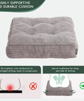 Senior Friendly Tufted Corduroy Recliner Cushion 20x20x4 Inches High Density Foam Square Seat Pad shown with benefits