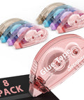 Eight Pack Clear Double Sided Craft Tape For Scrapbooking And Photos Adhesive Glue Runner For Journaling School Office Projects 0.3 Inch By 26 Feet Mess Free And Easy To Use Ideal For Albums Cards And Decor in various colors