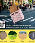 Foldable Utility Cart With Four Swivel Wheels And Lid, rolling on a city street loaded with brown boxes, showcasing mobility.