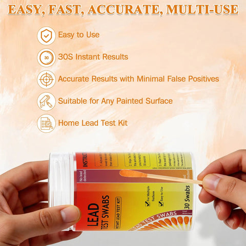 Top Rated Lead Paint Test Kit Featuring 80 Water Activated Swabs For No Sweat Testing Hands Down Delivers Quick Results In 30 Seconds Solid Pick For Safe Home Renovation Prep, showing test swabs and instructions.