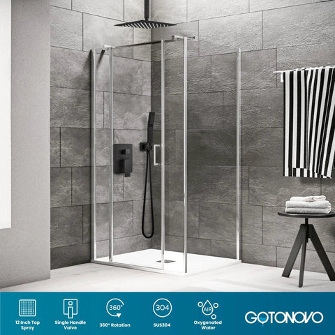 Top Shelf Matte Black Ceiling Mount Shower System With Rock Solid Brass Valve And Slick Handheld Sprayer Game Changing 12 Inch Ultra Thin Rain Head For Upscale Bathroom Makeovers
