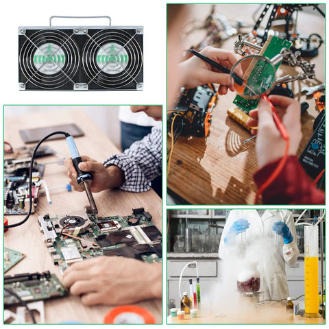 Image collage of Solder Smoke Absorber Fume Extractor For DIY Soldering And 3D Printing, 60W High Suction Soldering Fan With Activated Carbon Filter