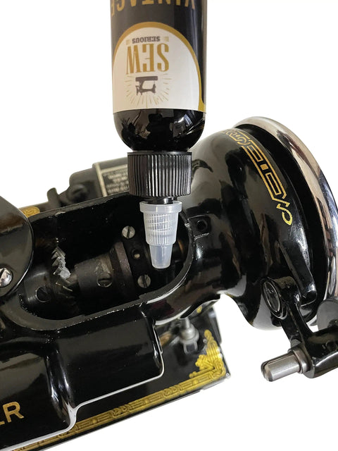 Premium Sewing Machine Restoration Polish And Cleaning Kit With Wax Microfiber Cloth Foam Pad Oil And Grease For A High Gloss Finish Plus Pro Grade Precise Lubrication Bottle With Taper Spout And Long Spout Syringe Design on sewing machine