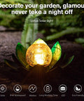 Two Pack Outdoor Solar Light Lotus Glass Globe Crackle Decoration With Waterproof LED Warm White Glow for garden decor