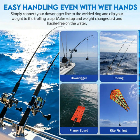 Beefy Downrigger Snubber With Ball Bearing Swivel And Snap Heavy Duty Trolling Snubber For Offshore Fishing Planer Boards And Kites Superior Shock Absorption To Protect Gear And Lines on downrigger and trolling rods
