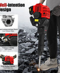 52Cc Gas Jack Hammer With 2.4Hp Two Stroke Engine Plus Two Steel Picks, showcasing its steel chuck and T-shaped handle in use.