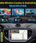 Dope 7 Inch Wireless Double Din Car Stereo With Apple CarPlay And Android Auto, QLED Touch Screen in car dashboard setup.