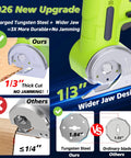 2026 New Upgrade highlighting wider jaw design and 1.84 inch tungsten blade of Upgraded Cordless Electric Scissors.