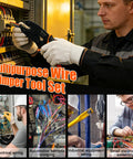 Technician using Ratcheting Crimping Tool For Heat Shrink Connectors AWG 26 To 10 in industrial wiring box.