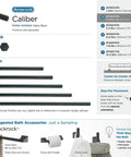 Matte Black Cabinet Pulls from Caliber line, showing sizes for different center-to-center dimensions, with focus on 3 3/4 inch Center to Center.
