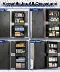 Heavy Duty Metal Garage Storage Cabinet With Locking Doors And Two Adjustable Shelves, Tall Black Lockable Tool File Cabinet For Garage, Shop, Office And Warehouse, 71 Inch High in garage, pantry, office, living room