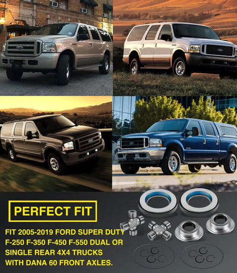 Heavy Duty Front Axle Seal U Joint Kit With Inner Knuckle Oil Seals Outer Tube Seals And Hub O Rings For 2005 Through 2019 Ford Super Duty F250 F350 F450 F550 Dana 60, seals and U-joints