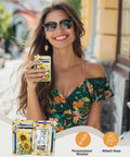 Woman holding Sunflower RFID Card Holder Slim Wallet For Women Front Pocket Card Case With ID Window Dope PU Leather Organizer